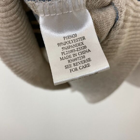 Absolutely Famous Women's Sweater Size 2X Blue Tan Floral Stretch Neck Cutout - Picture 6 of 7